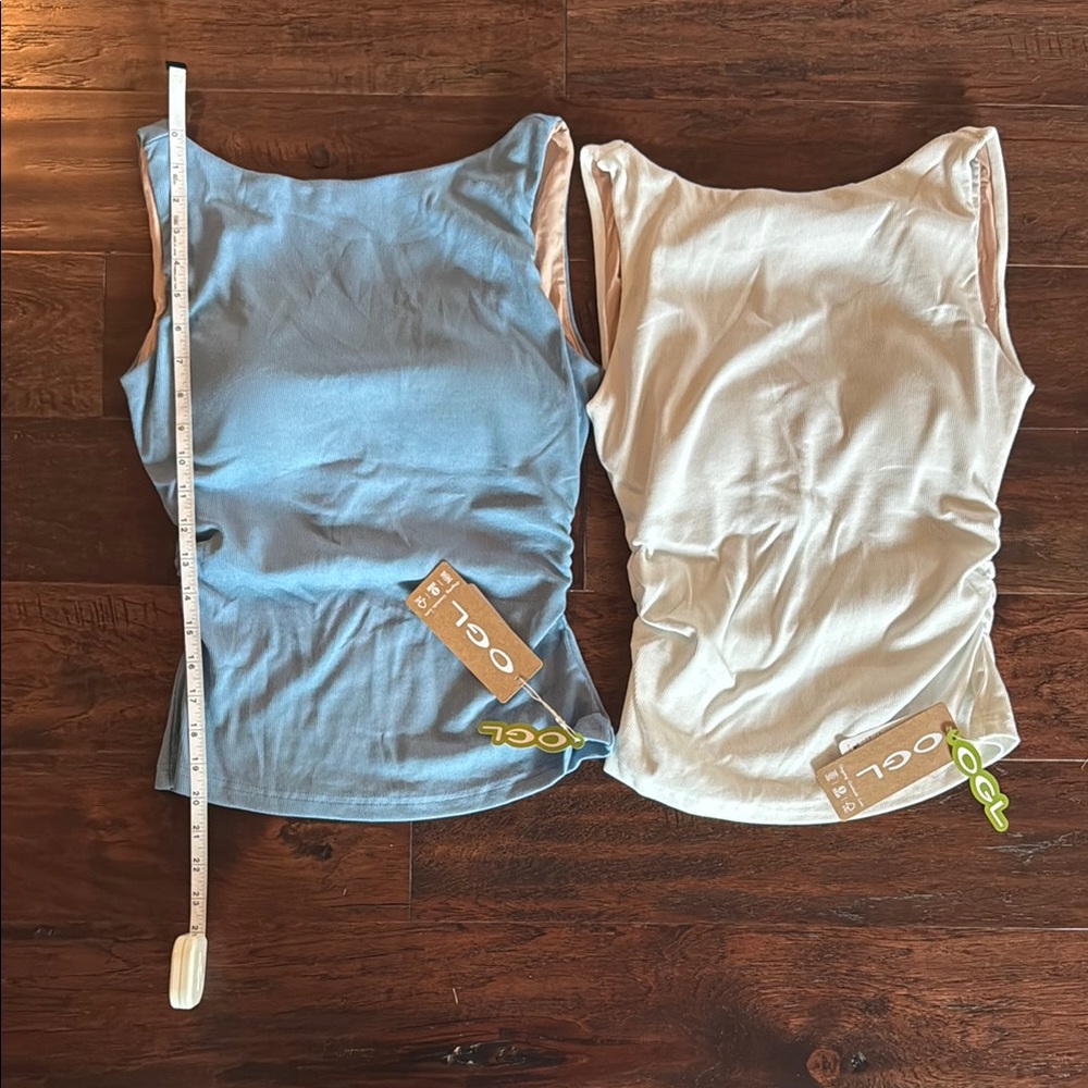 OGL Blue and White Open Back “Brami” Tank Tops NWT size medium